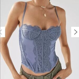 Urban Outfitters Out From Under Slate Blue Modern Love Lace Corset